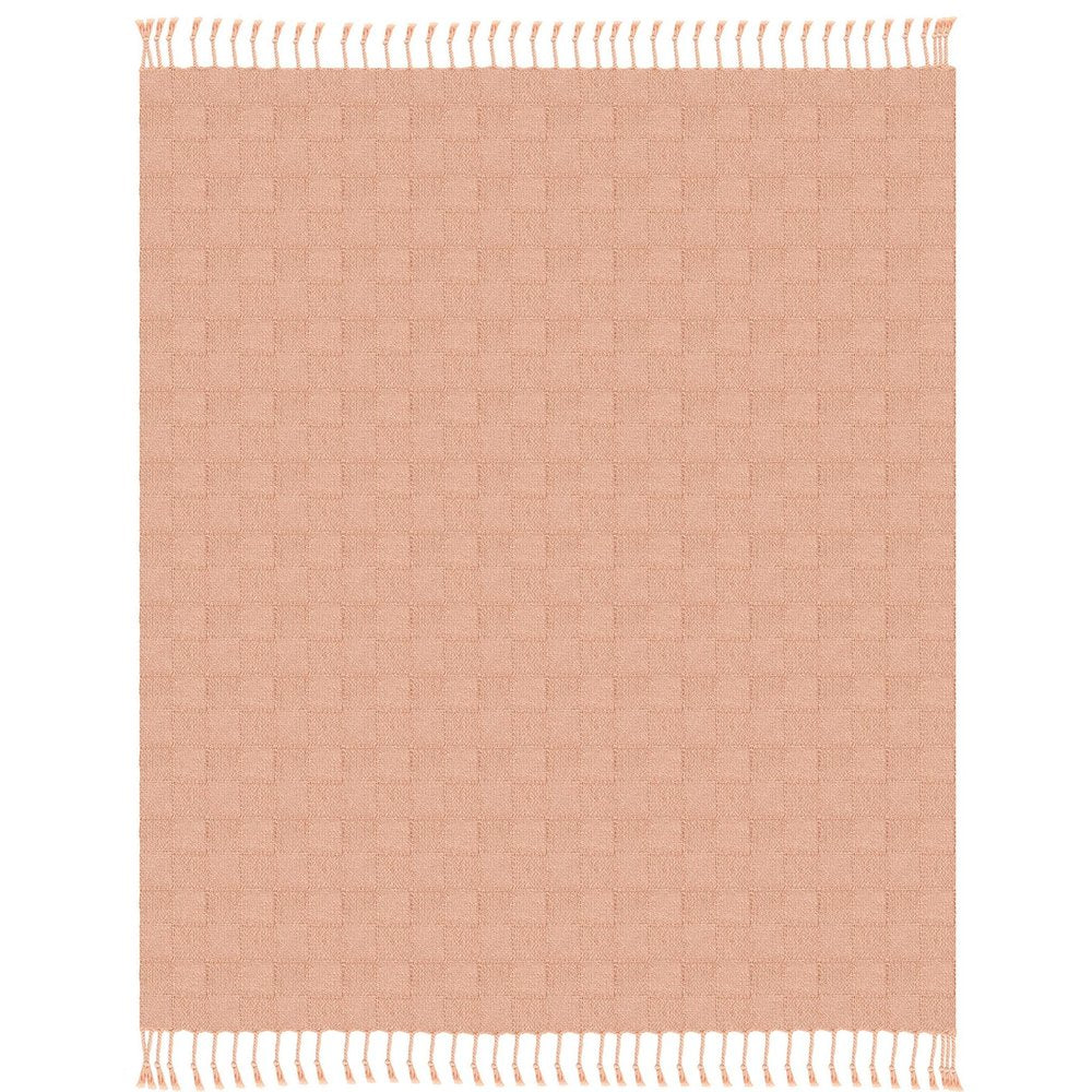 50" X 60" Orange Woven Cotton Throw Blanket with Fringe HomeRoots