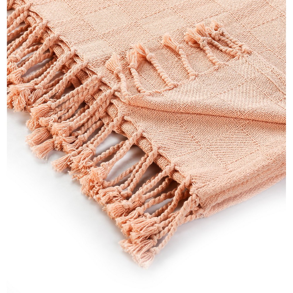 50" X 60" Orange Woven Cotton Throw Blanket with Fringe HomeRoots
