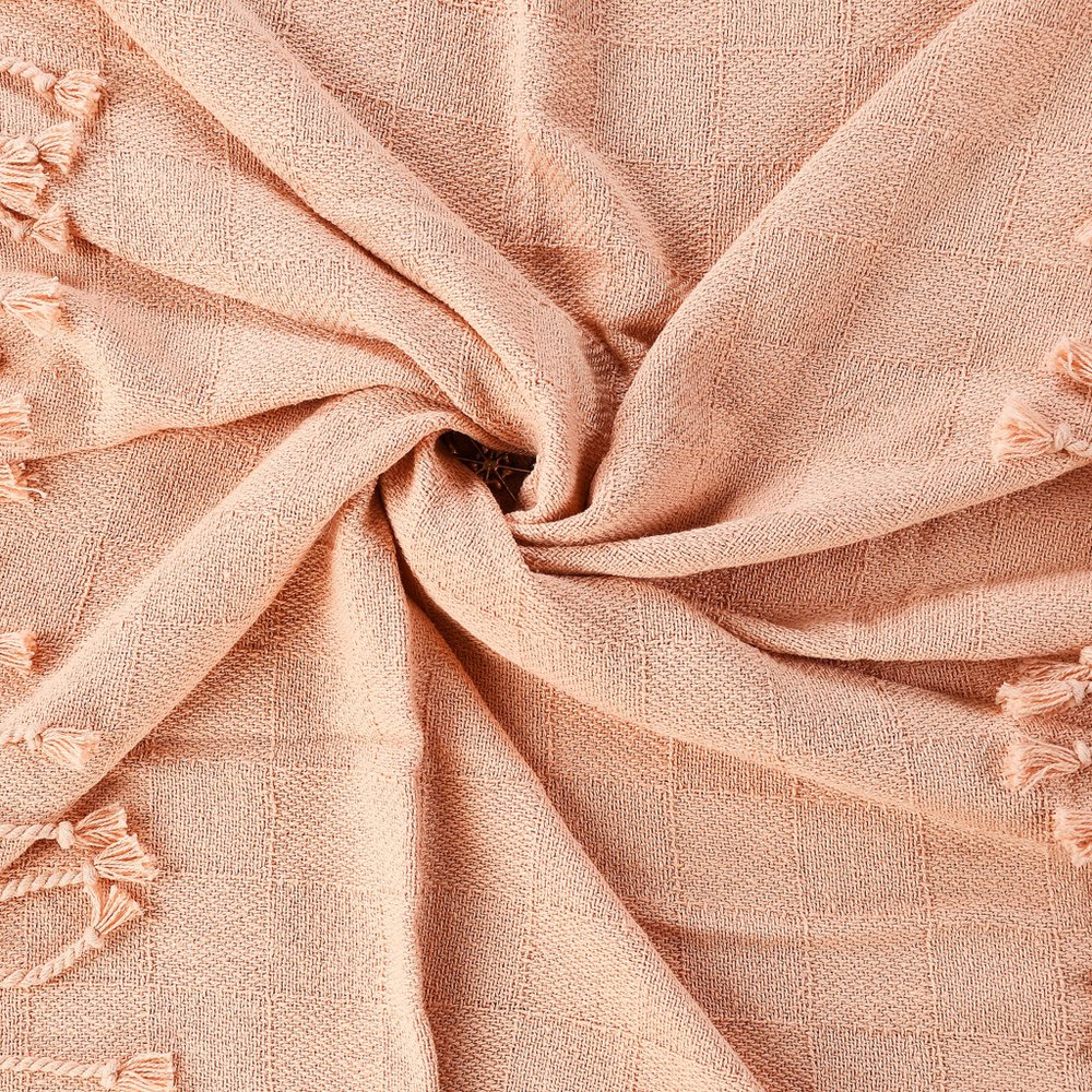 50" X 60" Orange Woven Cotton Throw Blanket with Fringe HomeRoots