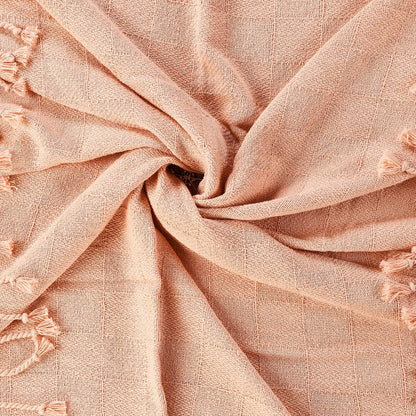 50" X 60" Orange Woven Cotton Throw Blanket with Fringe HomeRoots