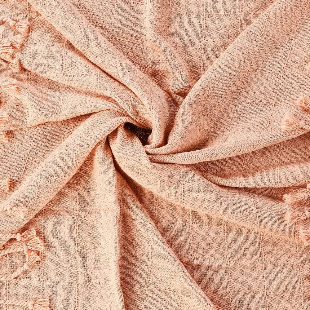50" X 60" Orange Woven Cotton Throw Blanket with Fringe HomeRoots