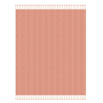 50" X 60" Pink Woven Cotton Throw Blanket with Fringe HomeRoots