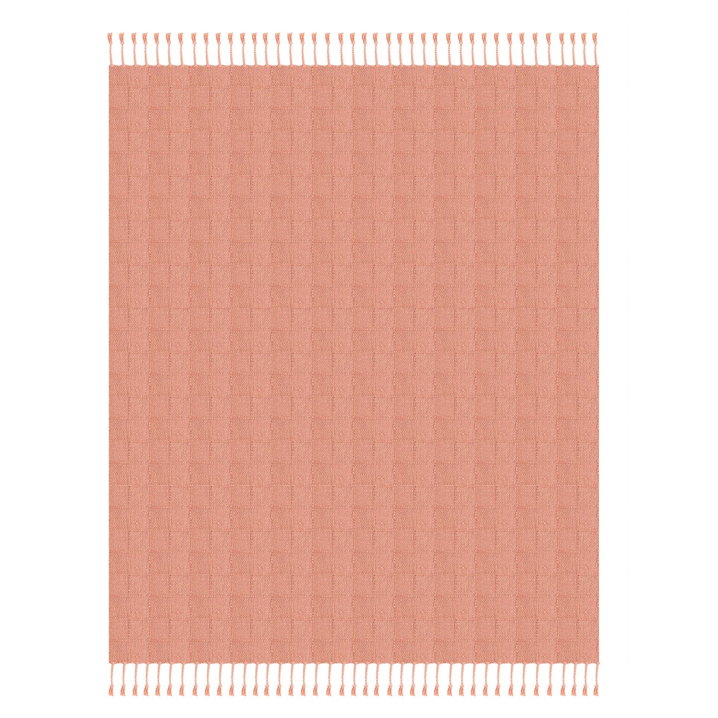 50" X 60" Pink Woven Cotton Throw Blanket with Fringe