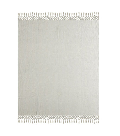 50" X 60" Gray Woven Cotton Herringbone Throw Blanket with Tassels HomeRoots