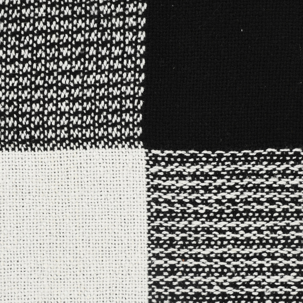 Black and White Woven Cotton Checkered Throw Blanket