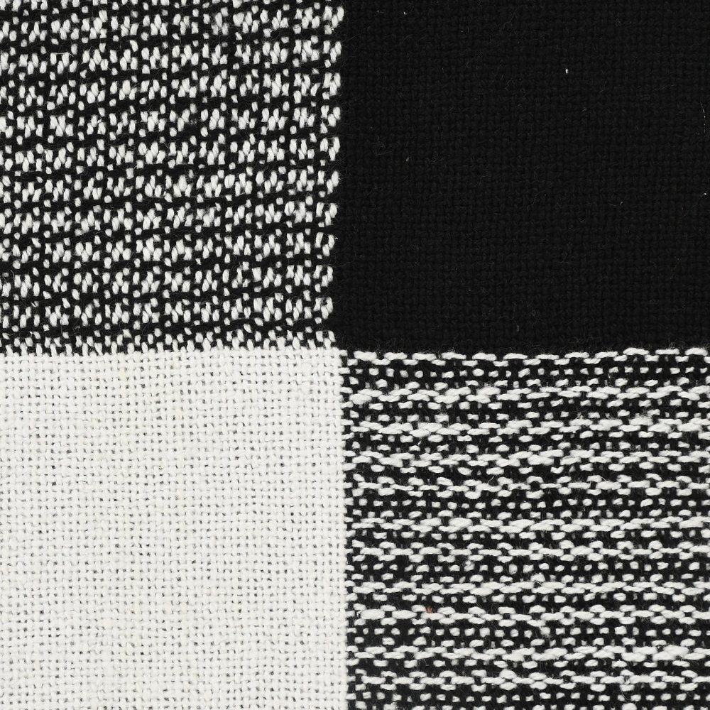 50" X 60" Gray Woven Cotton Checkered Throw Blanket with Fringe HomeRoots