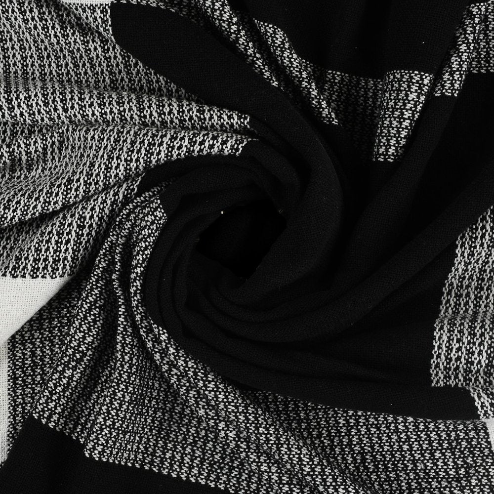 Black and White Woven Cotton Checkered Throw Blanket — view 3