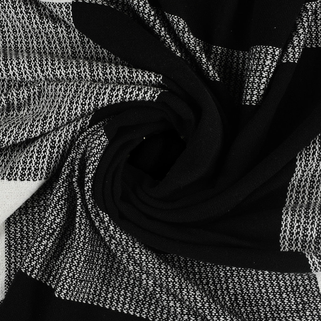 Black and White Woven Cotton Checkered Throw Blanket