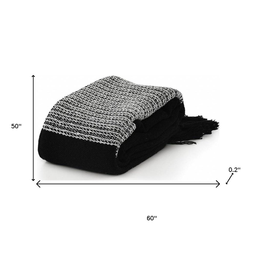Black and White Woven Cotton Checkered Throw Blanket — view 10