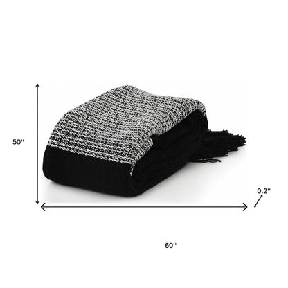 Black and White Woven Cotton Checkered Throw Blanket HomeRoots