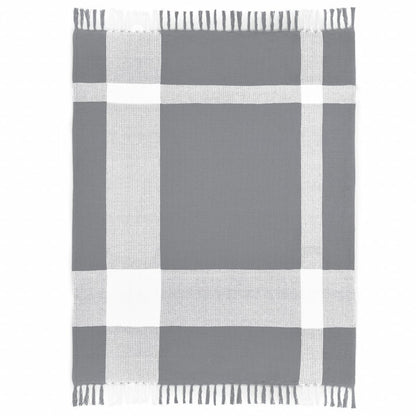 Black and White Woven Cotton Checkered Throw Blanket HomeRoots