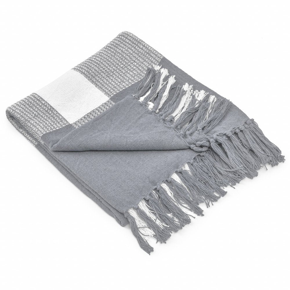 Black and White Woven Cotton Checkered Throw Blanket HomeRoots