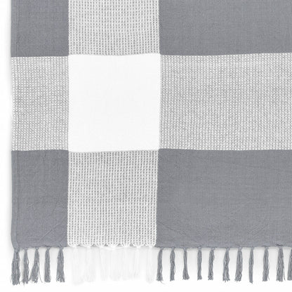 Black and White Woven Cotton Checkered Throw Blanket