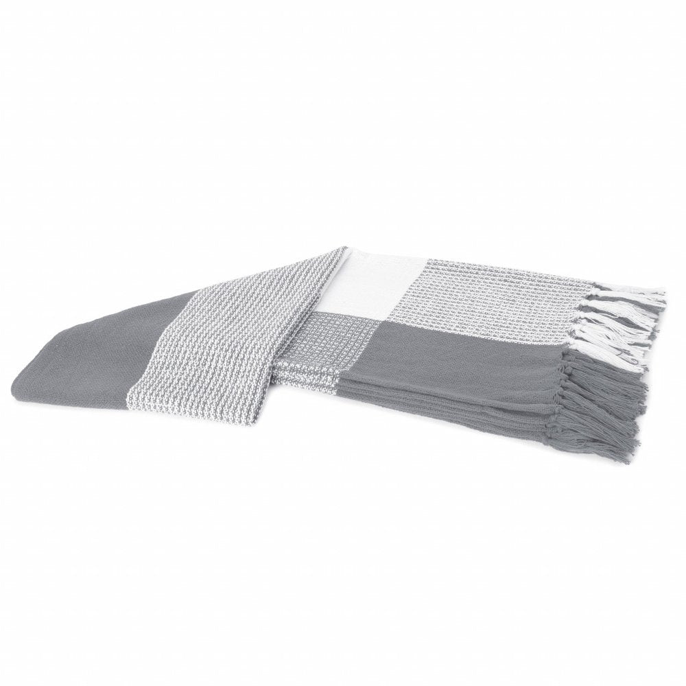 Black and White Woven Cotton Checkered Throw Blanket HomeRoots