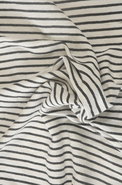 50" X 60" Black and White Woven Cotton Striped Throw Blanket with Tassels HomeRoots