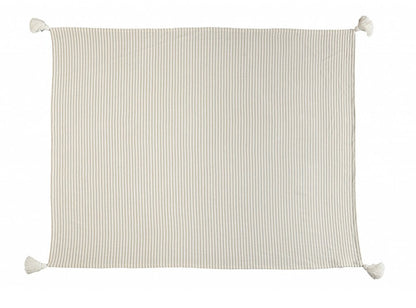 50" X 60" Brown and White Woven Cotton Striped Throw Blanket with Tassels HomeRoots