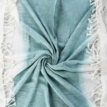 50" X 60" Black and White Woven Cotton Ombre Throw Blanket with Fringe HomeRoots