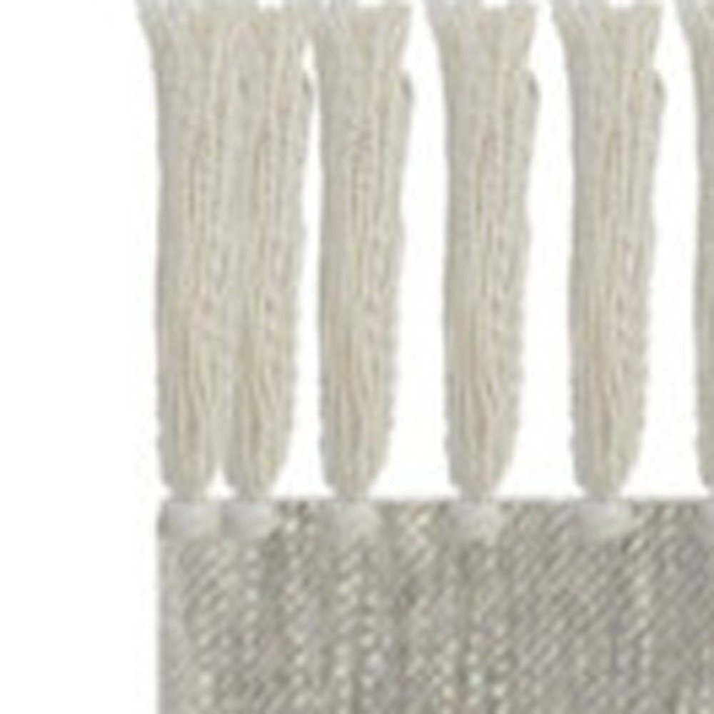 50" X 60" Gray Woven Cotton Striped Throw Blanket with Tassels — view 6