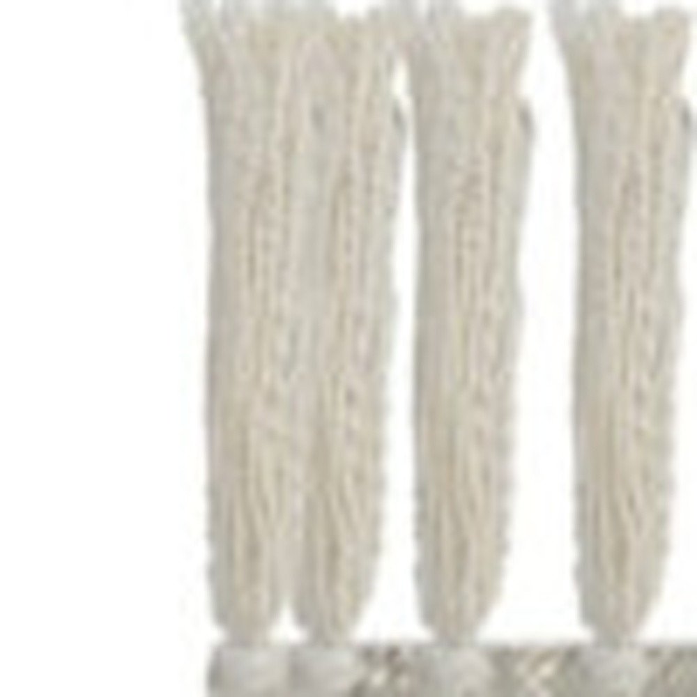 50" X 60" Gray Woven Cotton Striped Throw Blanket with Tassels — view 5