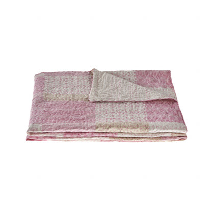 70" X 50" Pale Pink Kantha Cotton Patchwork Throw Blanket with Embroidery