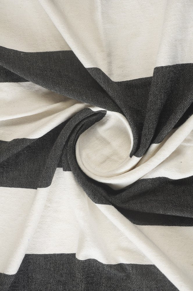 50" X 60" Blue and White Woven Cotton Striped Throw Blanket with Tassels — view 4