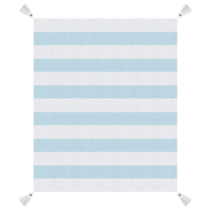 50" X 60" Blue and White Woven Cotton Striped Throw Blanket with Tassels HomeRoots