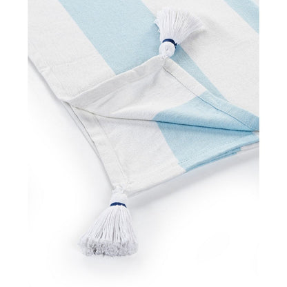 50" X 60" Gray and White Woven Cotton Striped Throw Blanket with Tassels HomeRoots