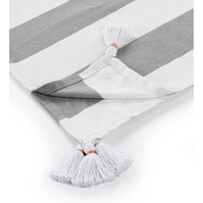 50" X 60" Gray and White Woven Cotton Striped Throw Blanket with Tassels