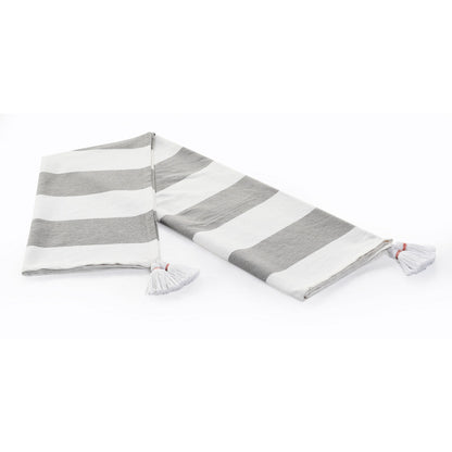 50" X 60" Gray and White Woven Cotton Striped Throw Blanket with Tassels