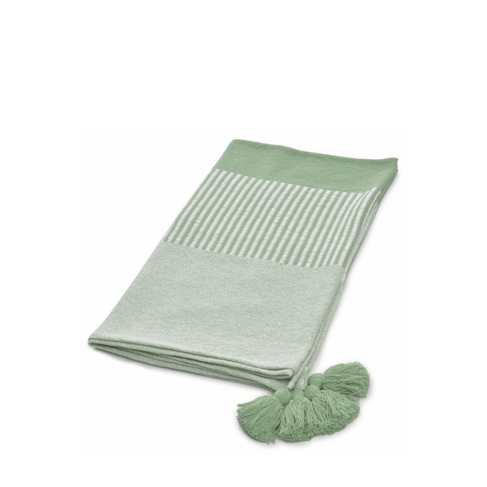 50" X 60" Purple Woven Cotton Striped Throw Blanket with Tassels — view 6