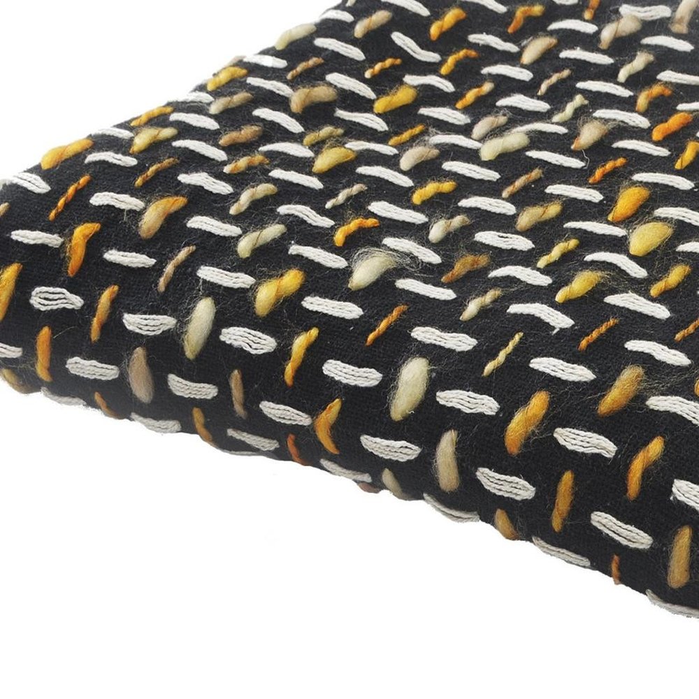 Black and Blue Woven Cotton Geometric Throw Blanket HomeRoots