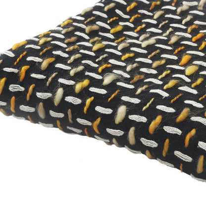 Black and Blue Woven Cotton Geometric Throw Blanket HomeRoots