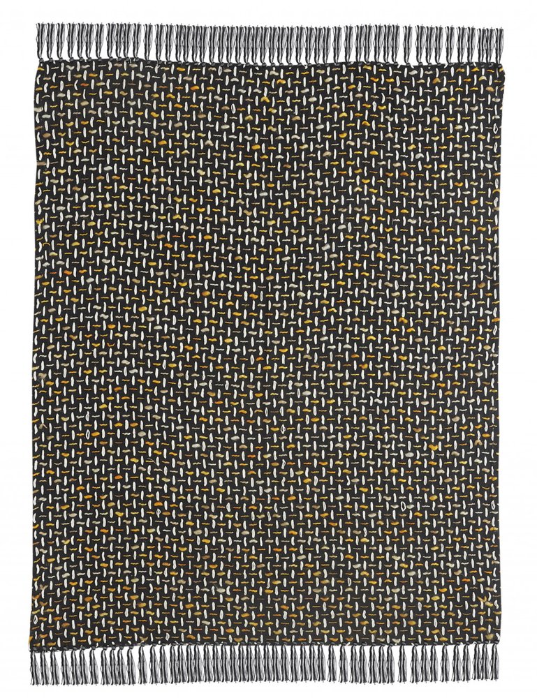 50" X 60" Black And Gold Geometric Cotton Woven Throw Blanket with Tassels — view 2