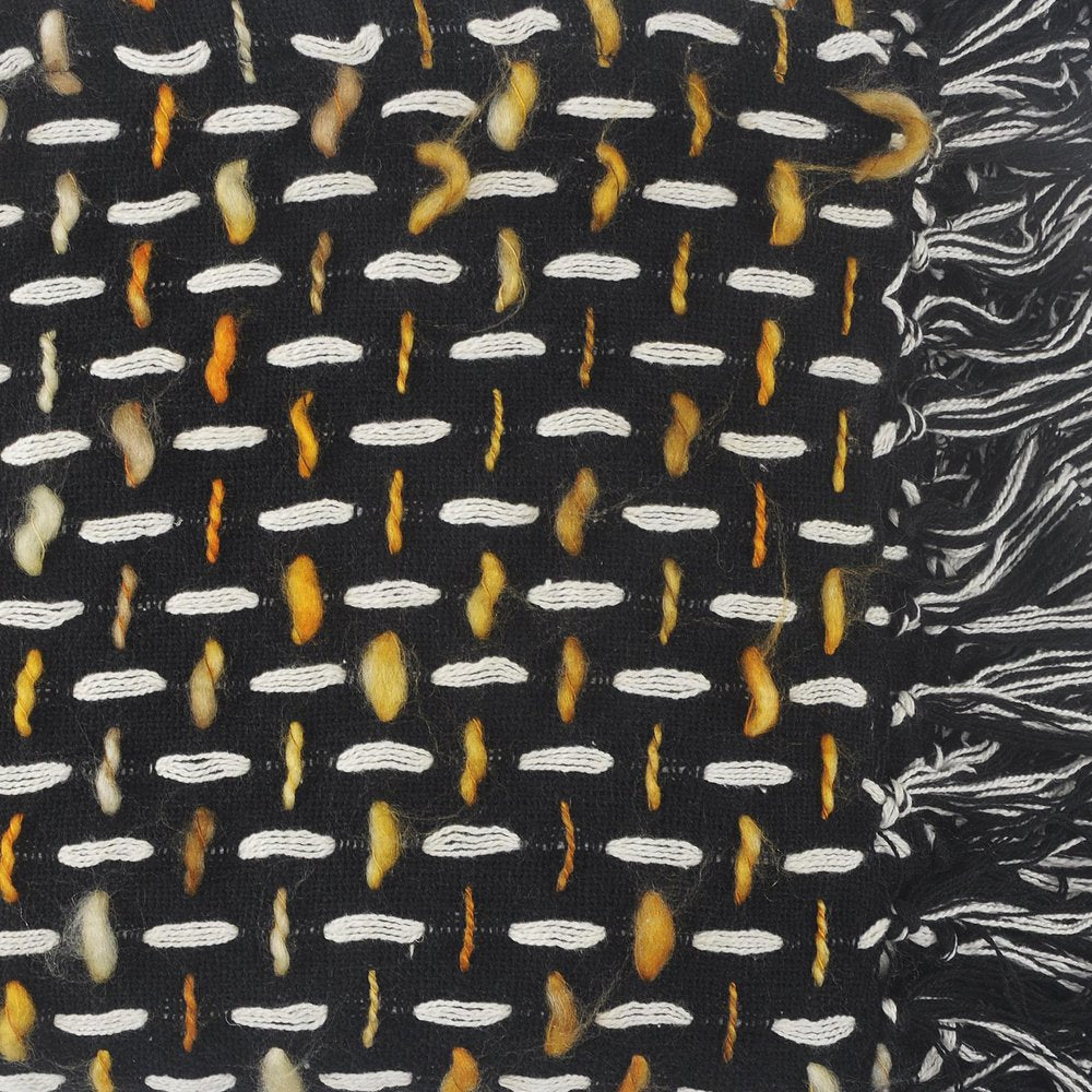50" X 60" Black And Gold Geometric Cotton Woven Throw Blanket with Tassels HomeRoots