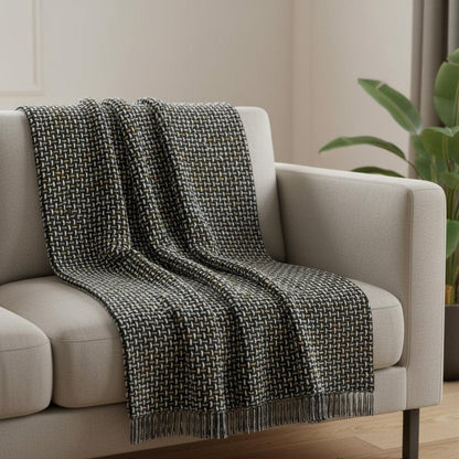 50" X 60" Black And Gold Geometric Cotton Woven Throw Blanket with Tassels HomeRoots