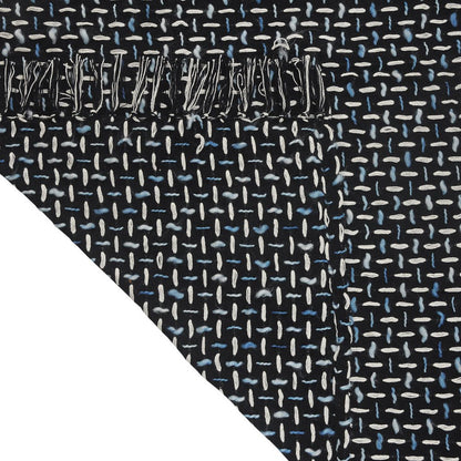 50" X 60" Black And Gold Geometric Cotton Woven Throw Blanket with Tassels