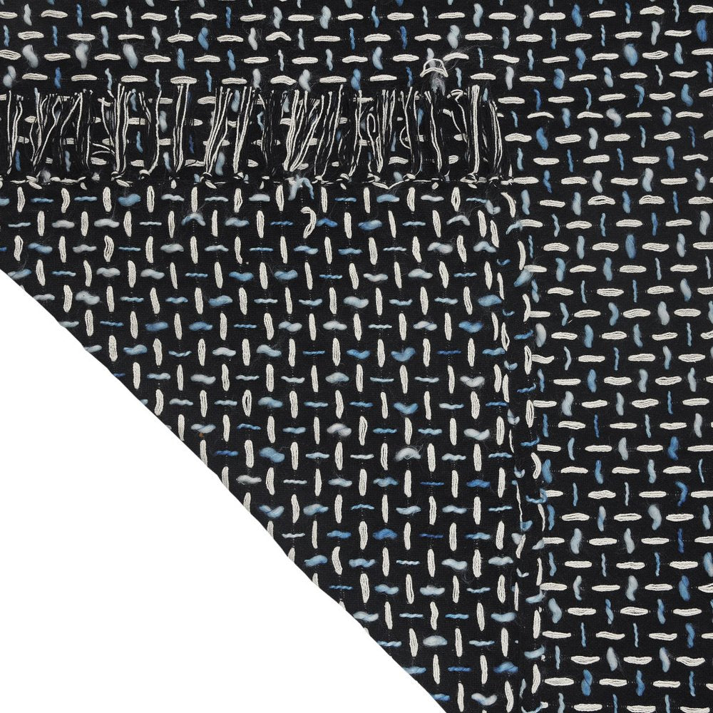 50" X 60" Black And Gold Geometric Cotton Woven Throw Blanket with Tassels — view 14