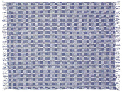 Blue and White Woven Cotton Striped Throw Blanket HomeRoots