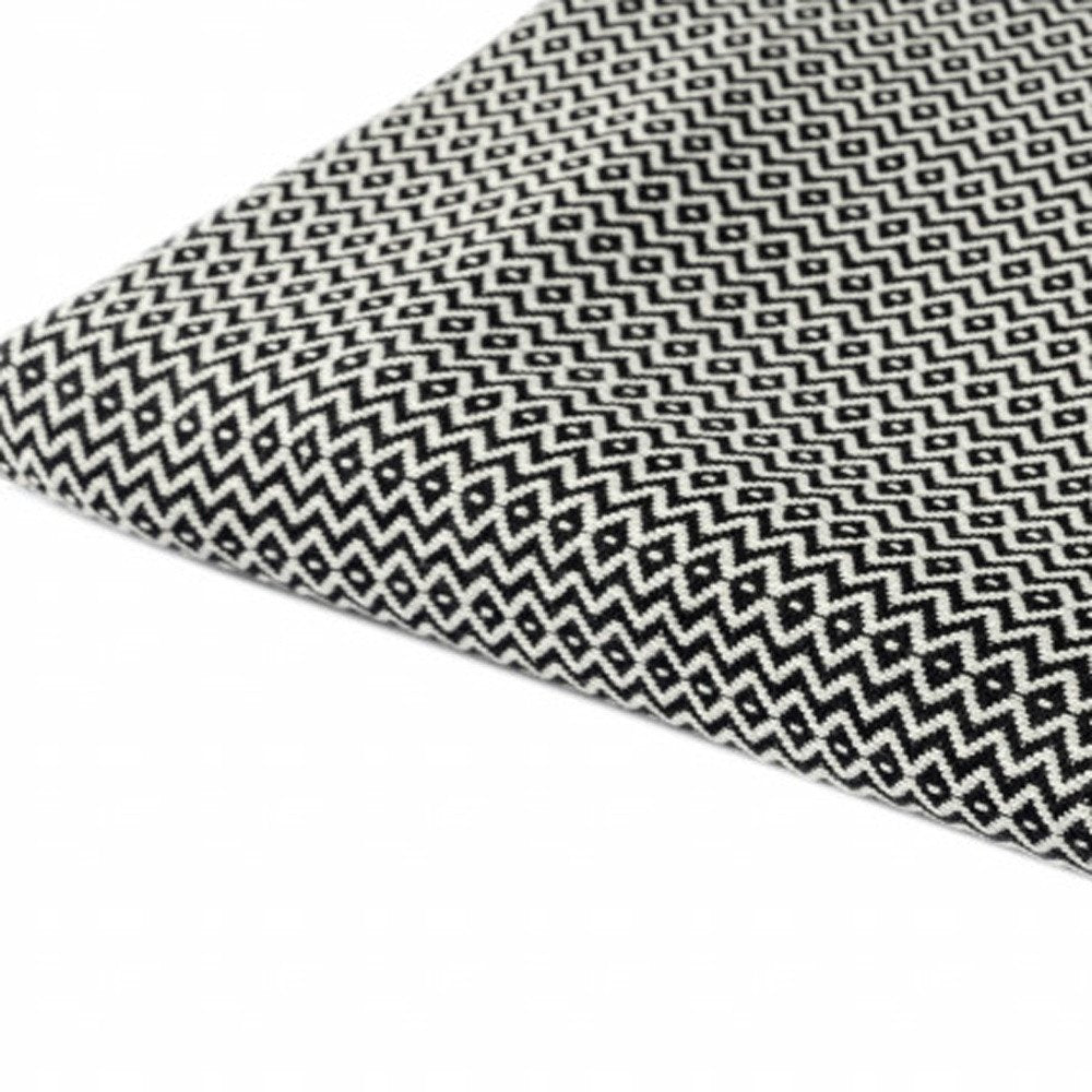 50" X 60" Blue and White Woven Cotton Geometric Throw Blanket with Fringe HomeRoots