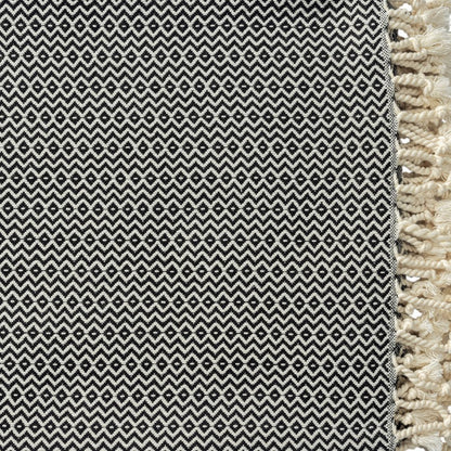 50" X 60" Blue and White Woven Cotton Geometric Throw Blanket with Fringe HomeRoots