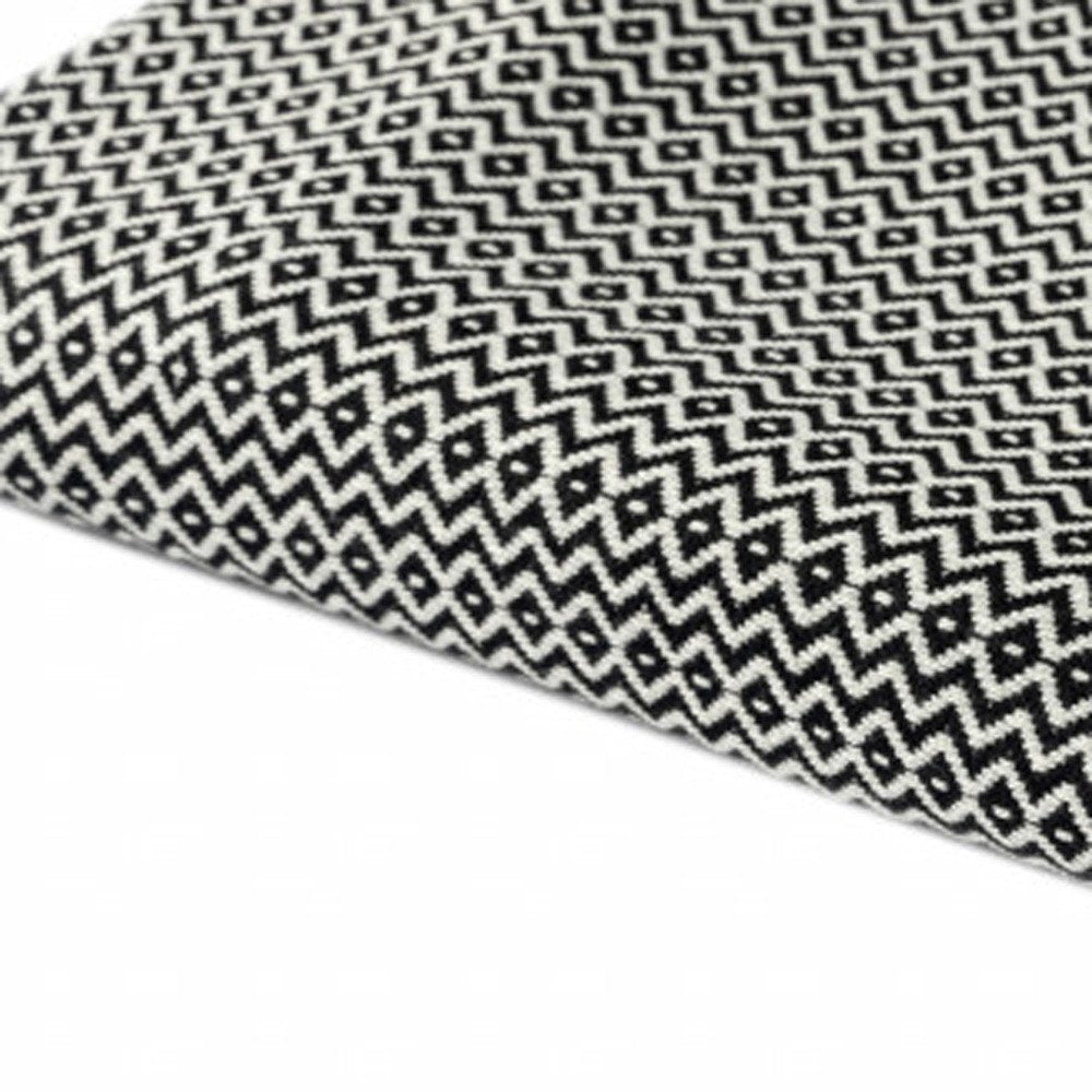 50" X 60" Blue and White Woven Cotton Geometric Throw Blanket with Fringe HomeRoots