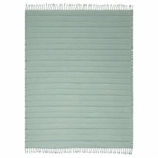 Green Woven Cotton Striped Throw Blanket HomeRoots