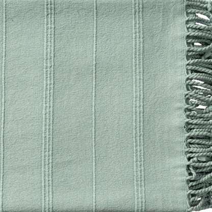 Green Woven Cotton Striped Throw Blanket HomeRoots