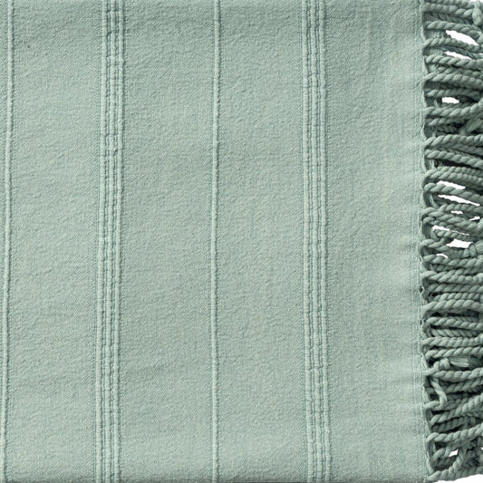 Green Woven Cotton Striped Throw Blanket HomeRoots