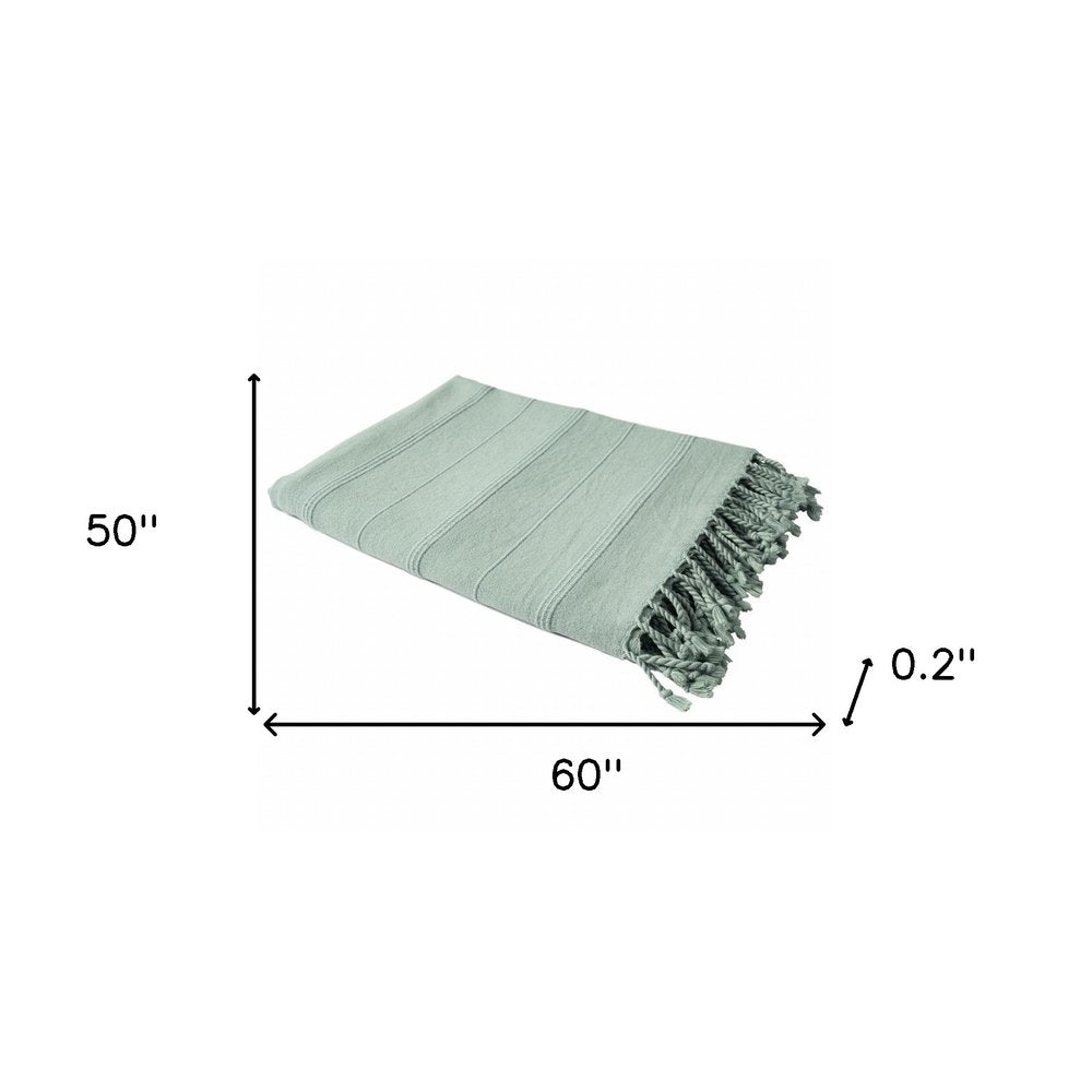 Green Woven Cotton Striped Throw Blanket HomeRoots