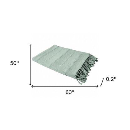 Green Woven Cotton Striped Throw Blanket HomeRoots