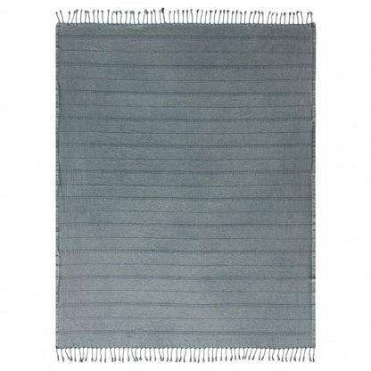 Green Woven Cotton Striped Throw Blanket HomeRoots
