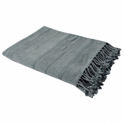 Green Woven Cotton Striped Throw Blanket HomeRoots