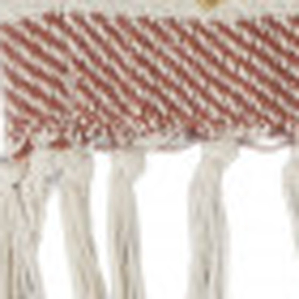 60" X 50" Beige Woven Cotton Striped Throw Blanket with Fringe HomeRoots