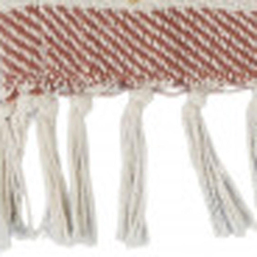 60" X 50" Beige Woven Cotton Striped Throw Blanket with Fringe HomeRoots